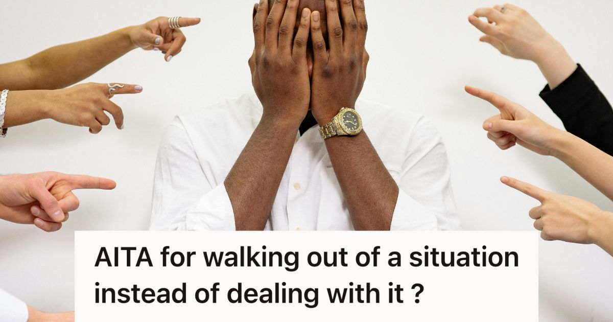 Man Got Targeted By His Own Friends During A Hangout, But When He Quietly Got Up And Left Without Saying A Word, They Blamed Him For Ruining The Vibe embarrassed man with fingers pointed at him