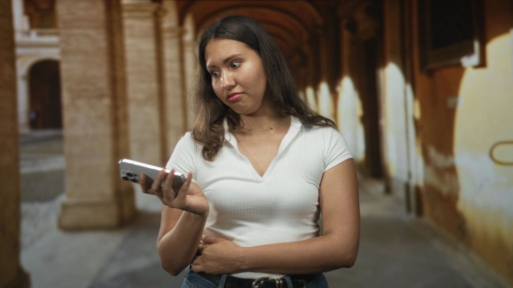 annoyed girl with cell phone