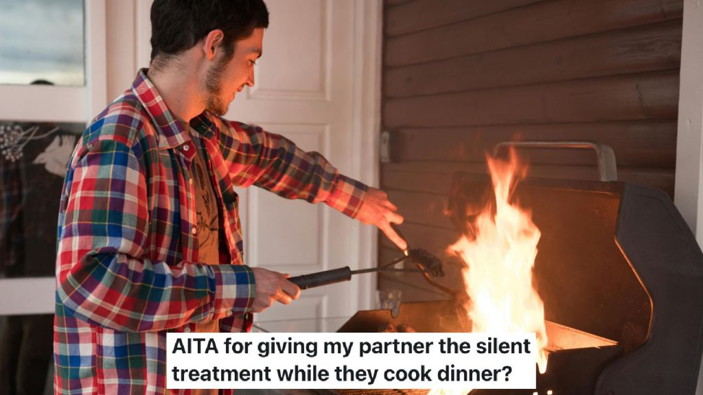 man grilling a steak
