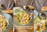 A Woman’s Tinder Date Pulled Out Hidden Ingredients to Turn Olive Garden Breadsticks Into Table-Side Sandwiches