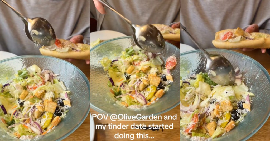 person making salad sandwiches