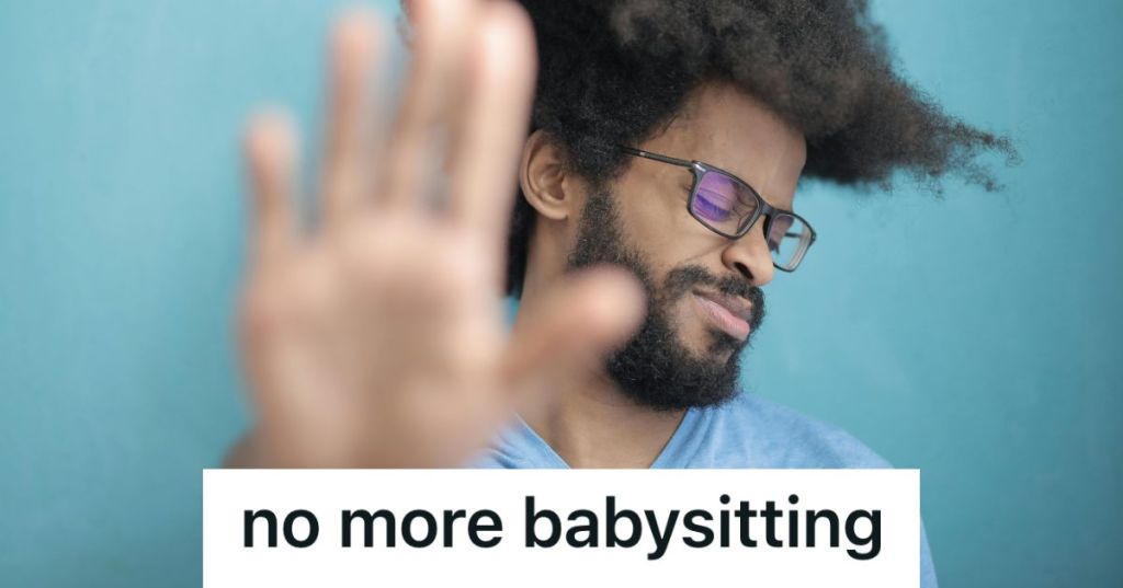 man holding hand out saying no