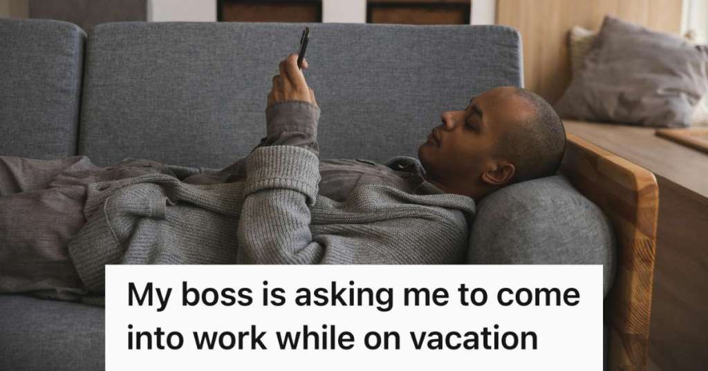 man texting on couch