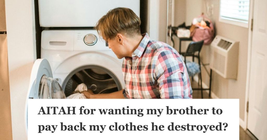 man using the washing machine