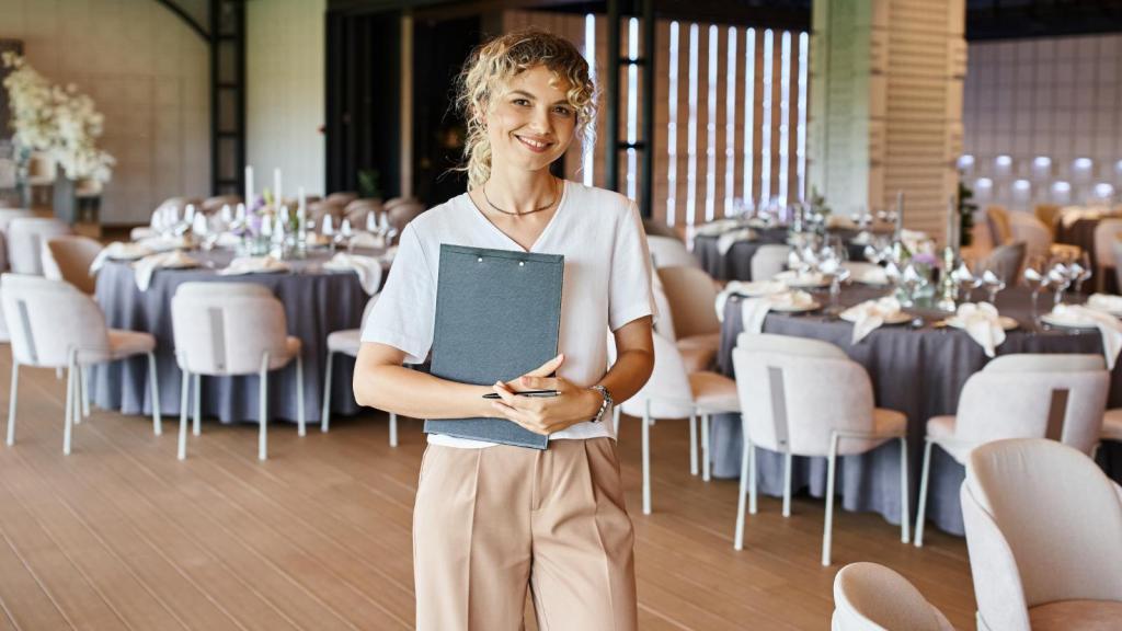 woman in a banquet hall