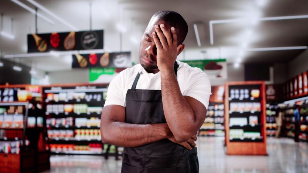 frustrated retail worker