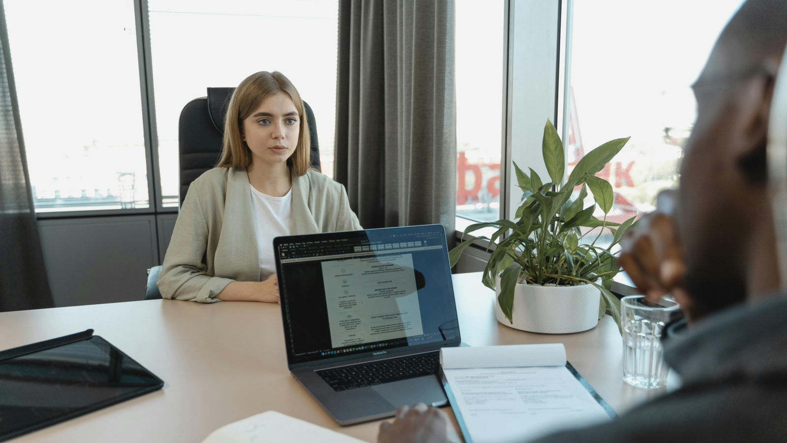 woman at an interview