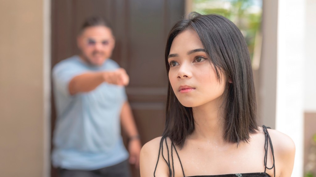 A dad shouting at his young daughter