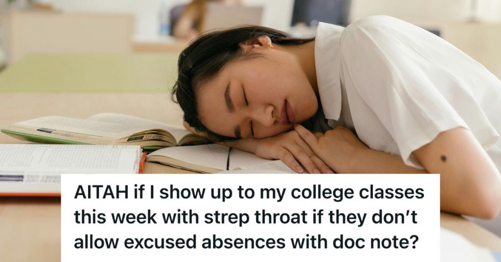 sick student asleep on book