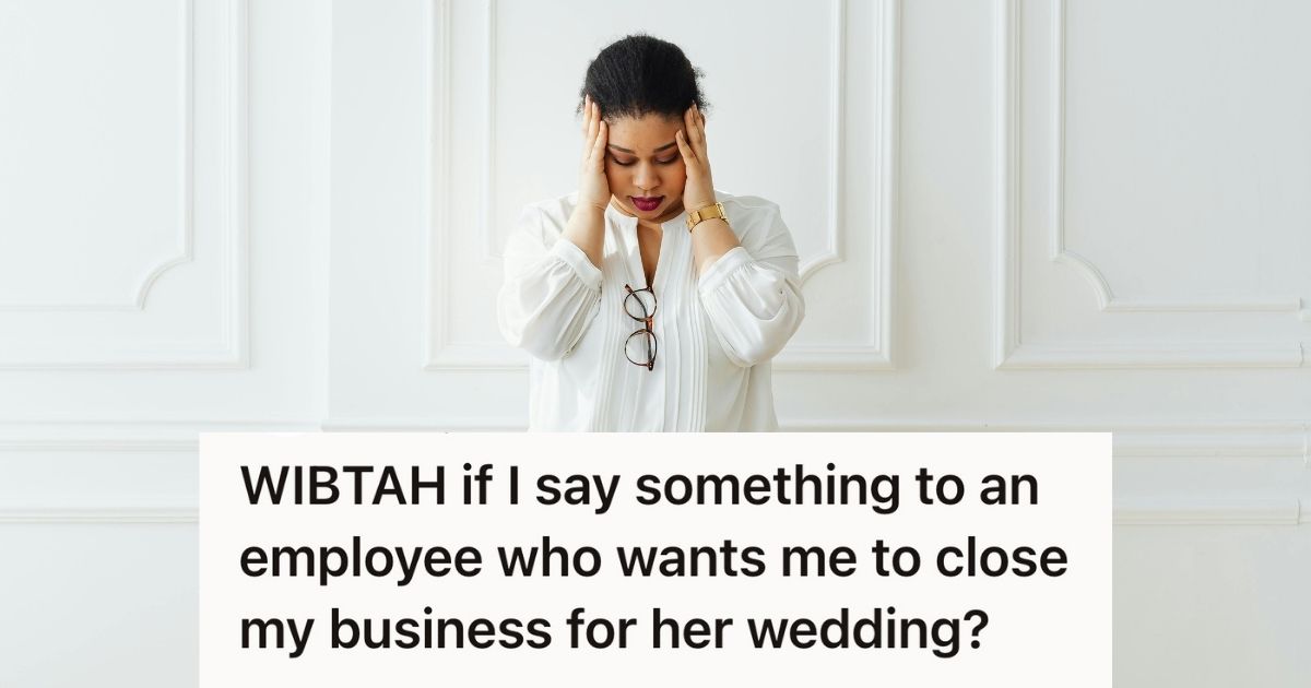 Small Business Owner Was Purposely Left Off The Wedding Guest List By Her Own Boss, So Now She Is Questioning Everything About Their Working Relationship stressed businesswoman putting her hand on her head