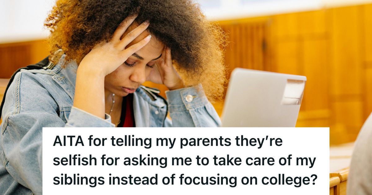 stressed college student sitting at her computer