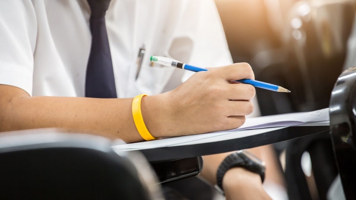 student sitting at a desk