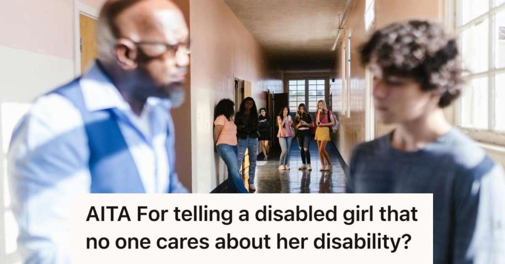 students and principal standing in the hallway