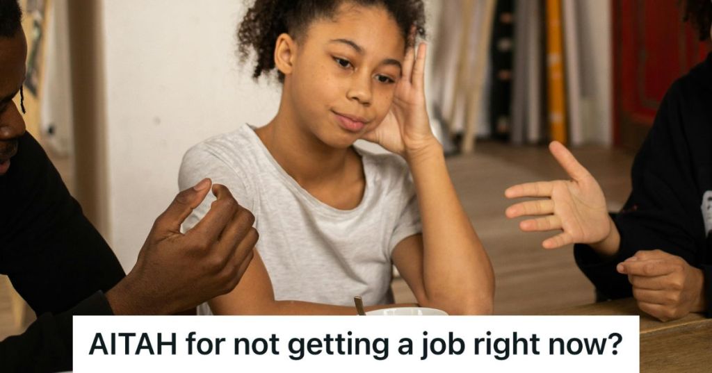teenager getting lectured by her parents
