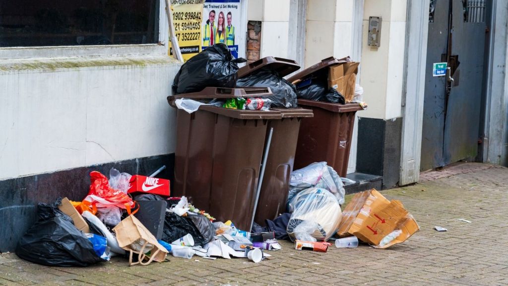 trash piling up outside
