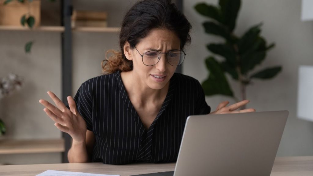 unhappy laptop user