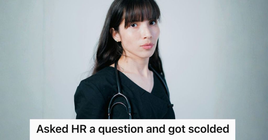 upset nurse in black scrubs