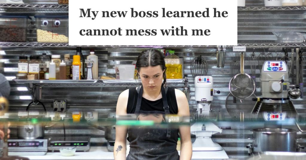 upset woman behind food service counter