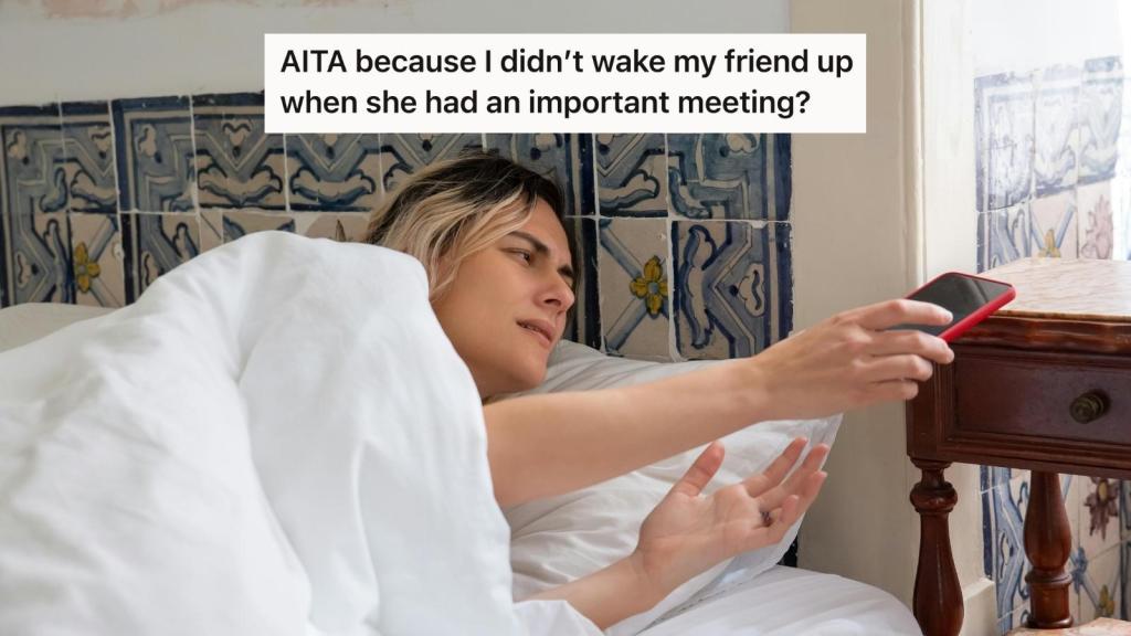 upset woman oversleeping