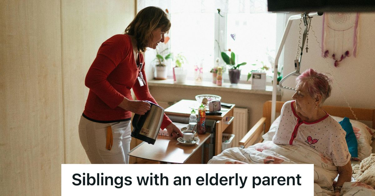 woman caring for elderly parent in hospital