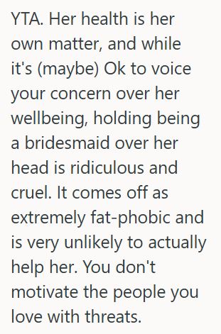 Comment 2 70 Bride to Be Reconsiders Bridesmaid Choice After Future Sister in Law’s Lifestyle Changes