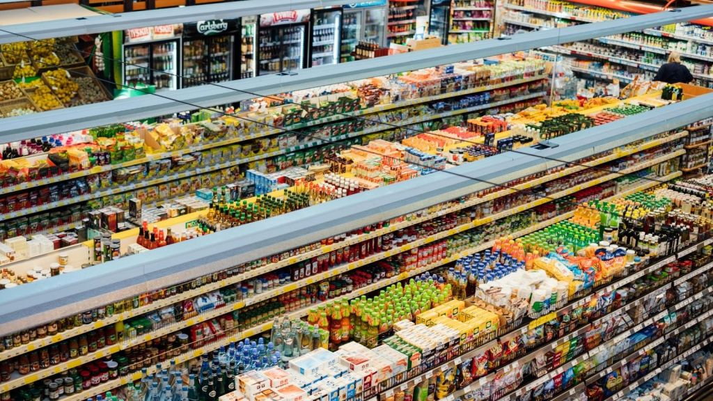 Aisles in a grocery store