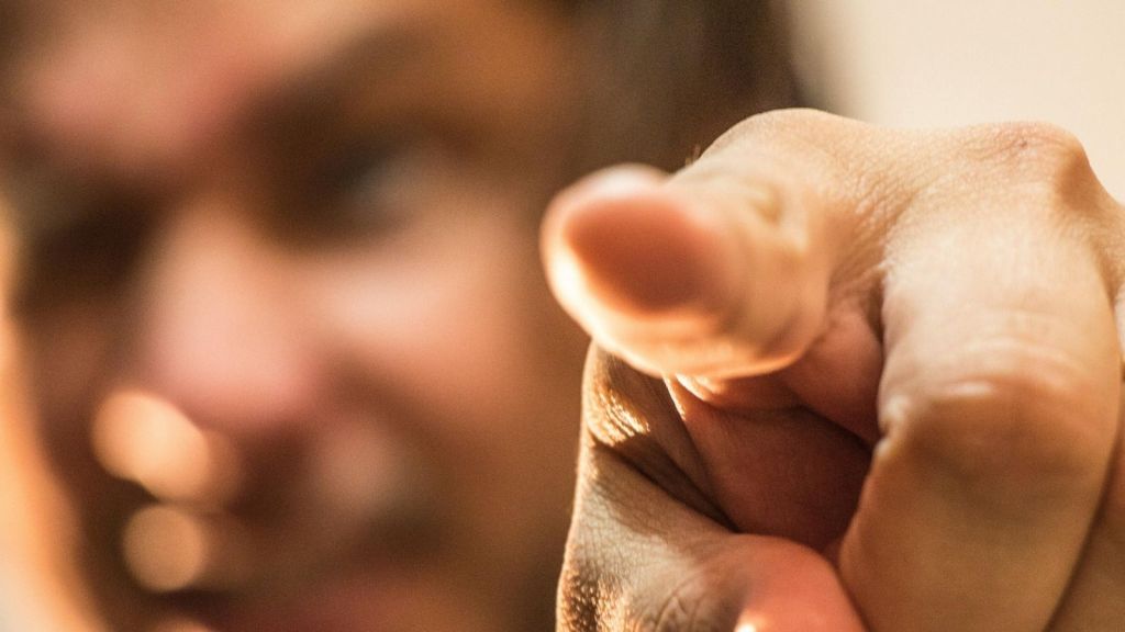 A man pointing aggressively