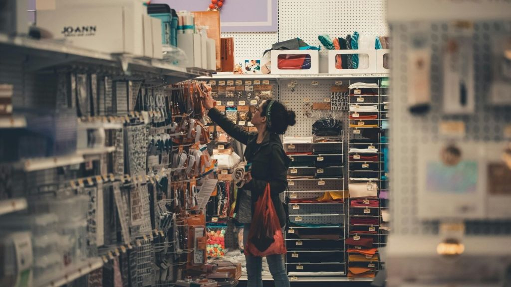 A woman in a craft store