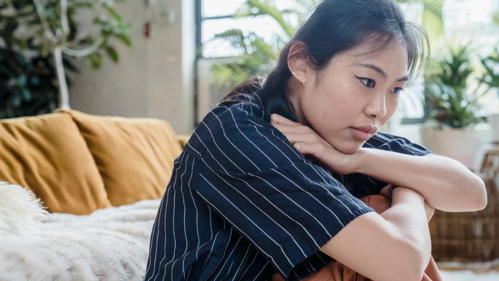 A woman looking sad