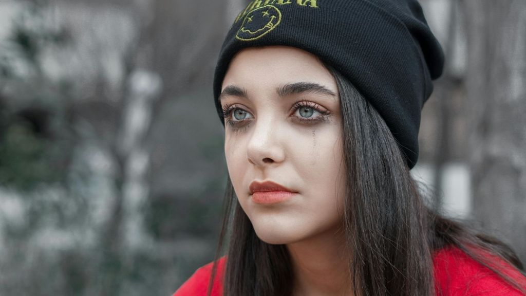 A crying teen