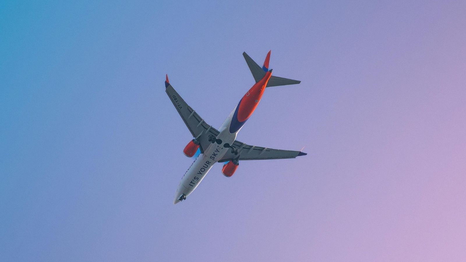 A commercial airplane flying