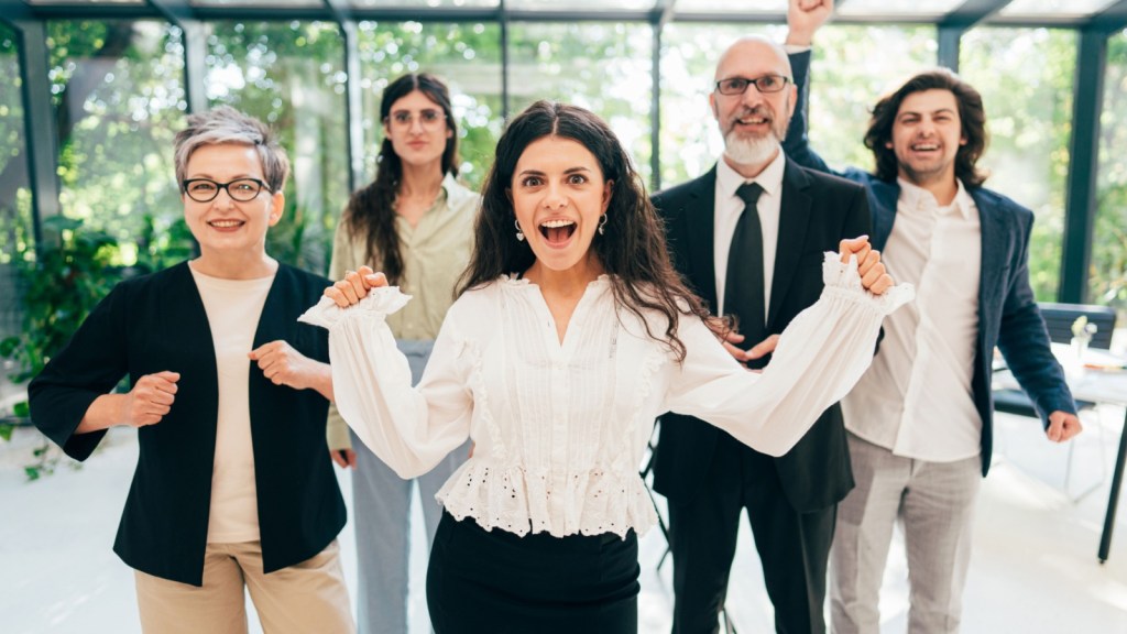 Employees happy together