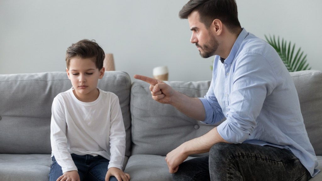 Father yelling at son