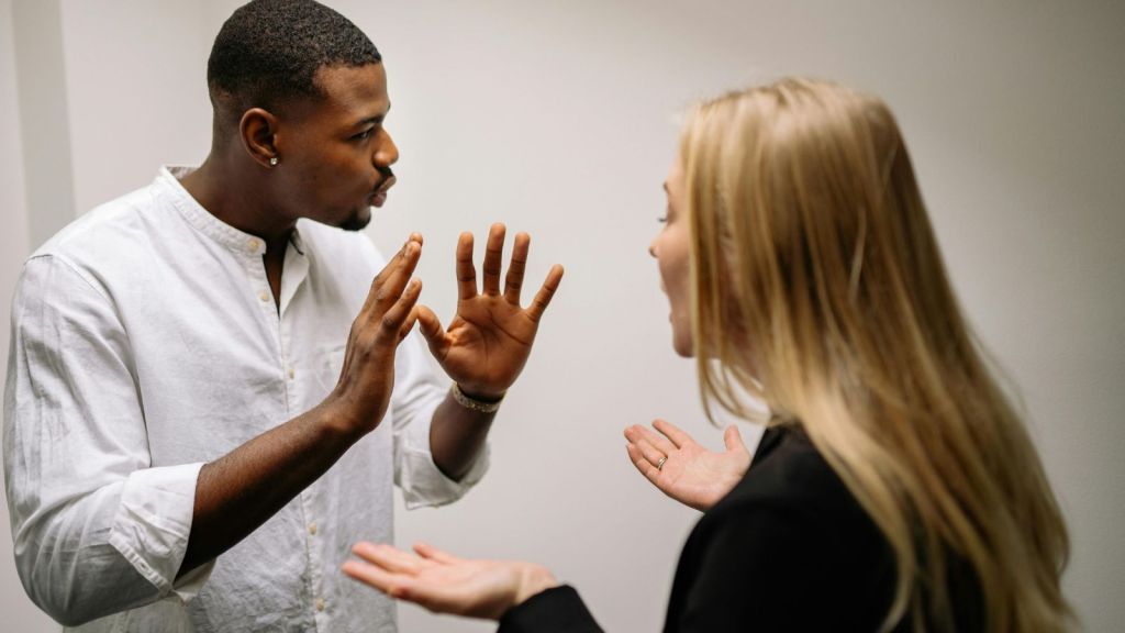 Couple arguing at home