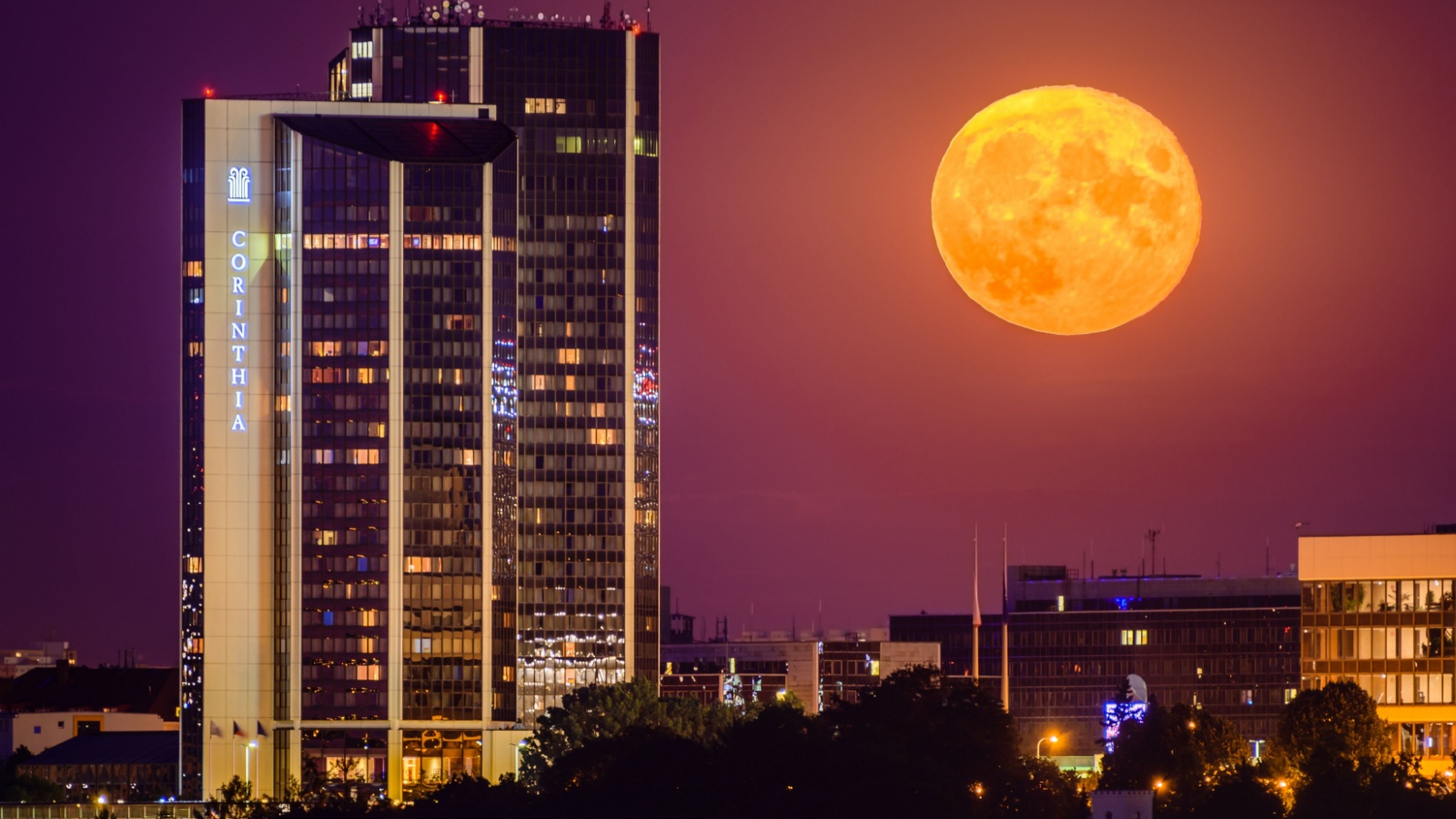 Moon with buildings
