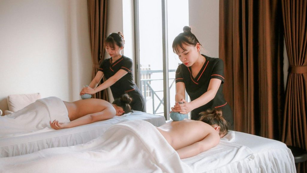 Two women getting a massage