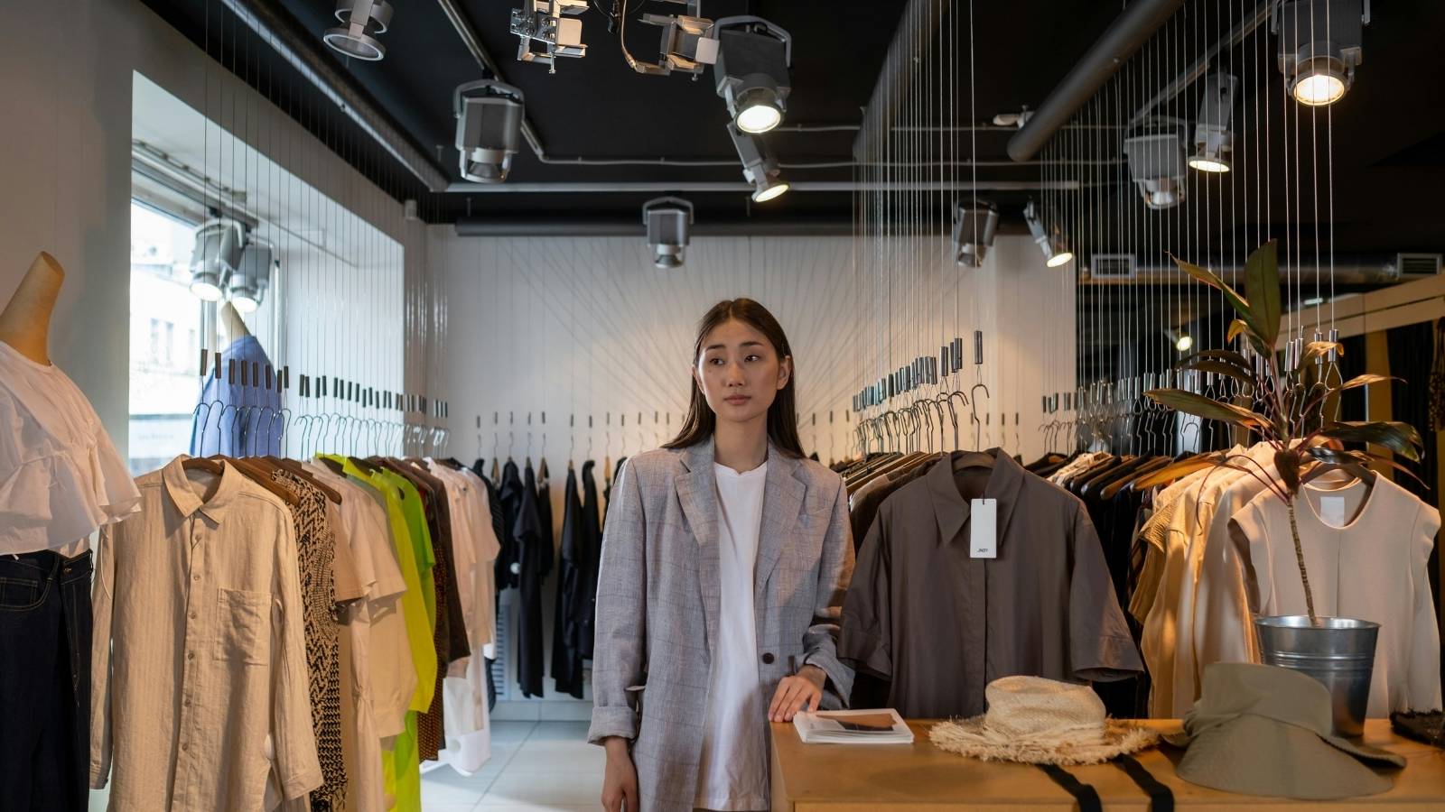 Woman smiling with resting face while working retail