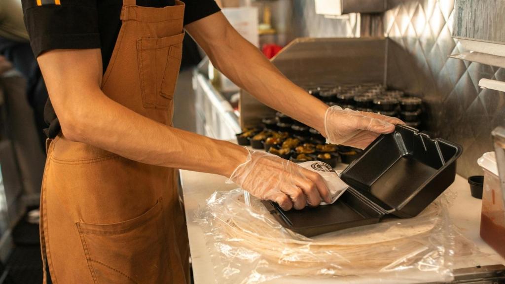 High school student working at Chipotle