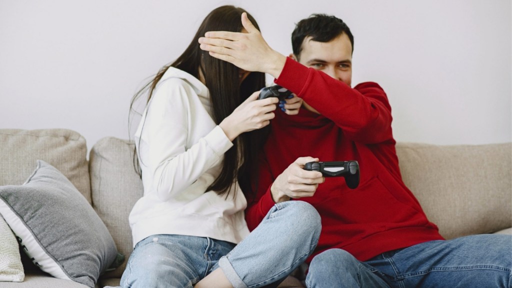 Couple playing videogames