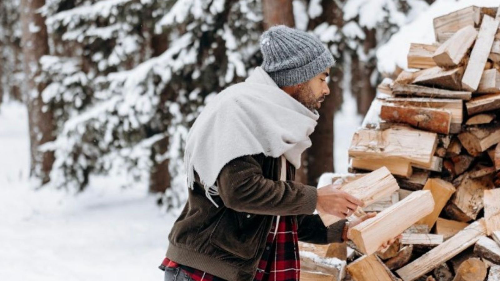 eighbors Keep Stealing Firewood and Lying About It — Until the Stolen Wood Makes Their Fireplace Explode man grabbing firewood in the winter