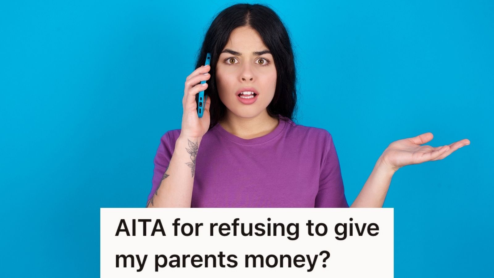 upset woman in purple shirt talking on the phone