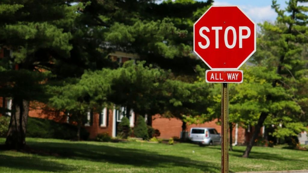 stop sign in a residential neighborhood