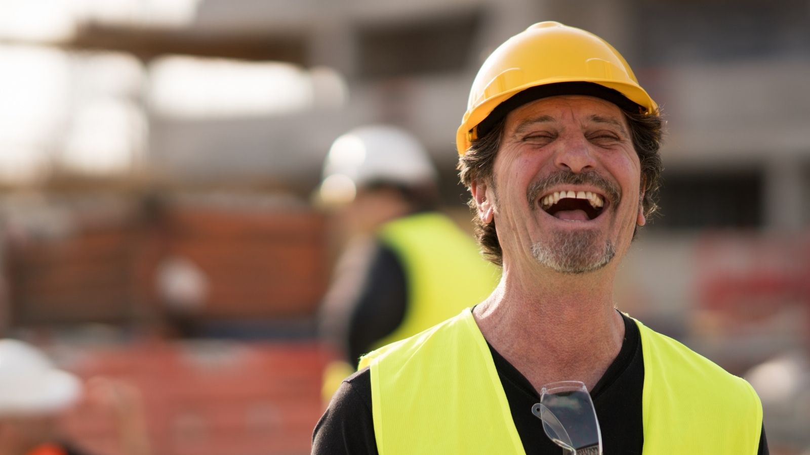 construction worker laughing