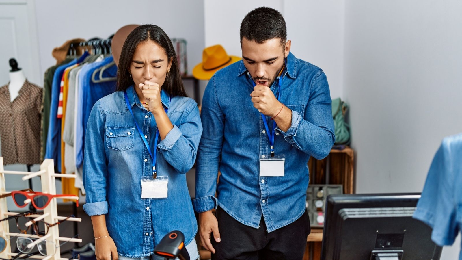 “I Already Showed Up Sick!”: Burned Out Worker Sparks Fierce Workplace Debate After Rejecting Mandatory Overtime two retail workers coughing at work