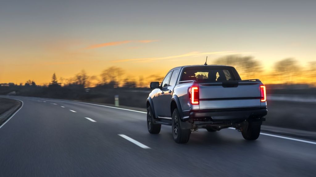 pickup truck on an empty highway