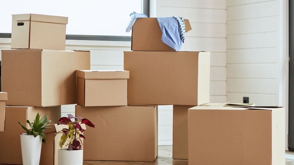 stack of moving boxes