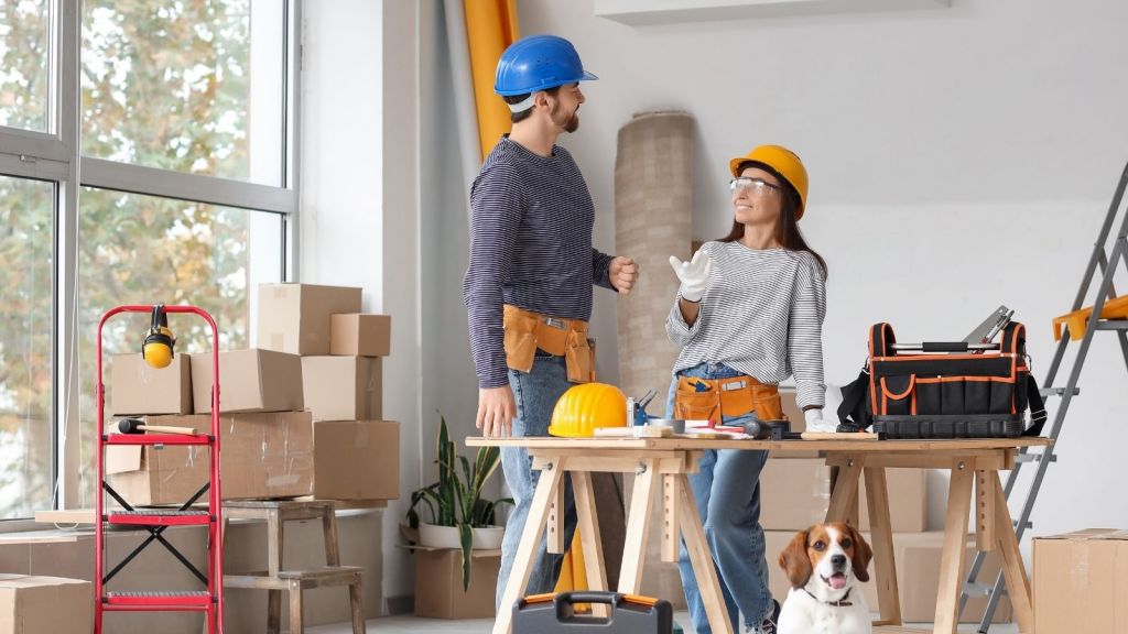 couple working on home renovation project