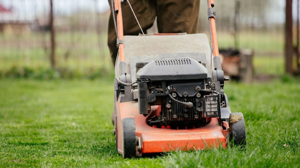 gardener mowing grass