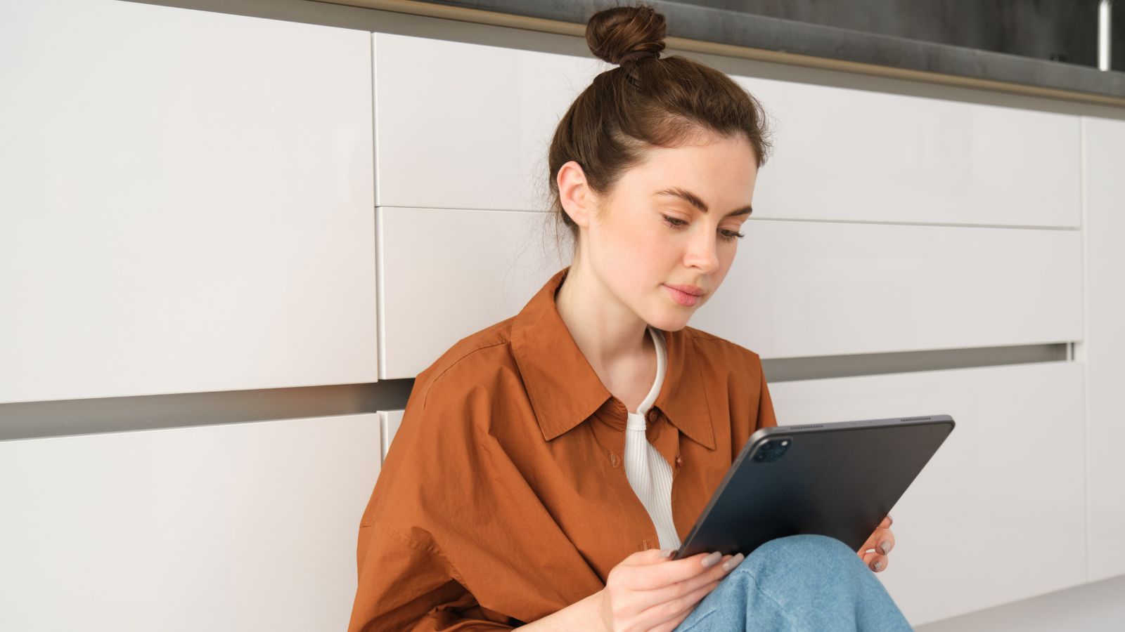 Woman watching at her iPad