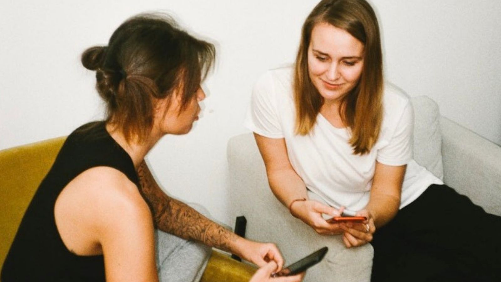 two women talking